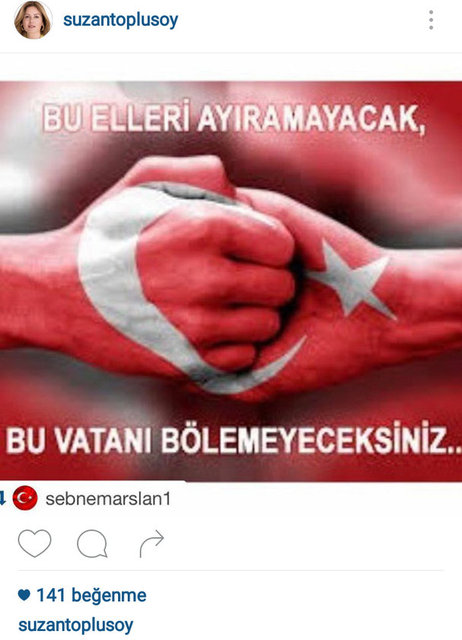 SUZAN TOPLUSOY'UN SOSYAL MEDYADAN PAYLAŞTIĞI FOTOĞRAF