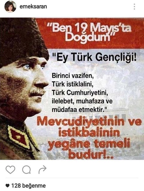EMEK SARAN'NIN SOSYAL MEDYADAN PAYLAŞTIĞI FOTOĞRAF