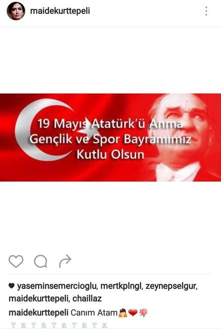 MAİDE KURTTEPELİ'NİN SOSYAL MEDYADAN PAYLAŞTIĞI FOTOĞRAF