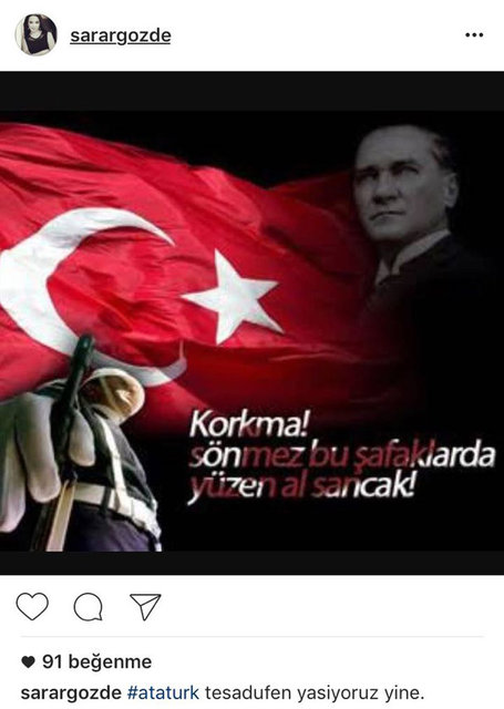 GÖZDE SARAR'IN SOSYAL MEDYADAN PAYLAŞTIĞI FOTOĞRAF