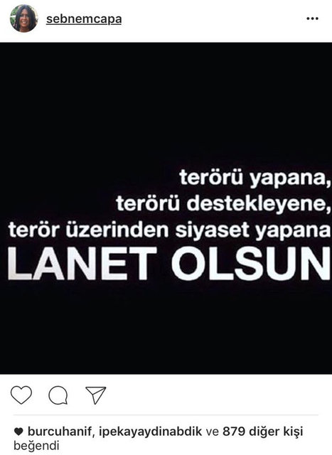 ŞEBNEM ÇAPA'NIN SOSYAL MEDYADAN PAYLAŞTIĞI FOTOĞRAF