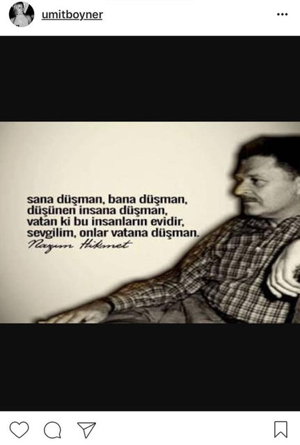 ÜMİT BOYNER'İN SOSYAL MEDYADAN PAYLAŞTIĞI FOTOĞRAF