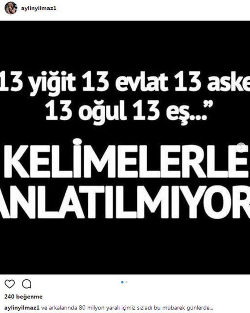 AYLİN YILMAZ'IN SOSYAL MEDYADAN PAYLAŞTIĞI FOTOĞRAF