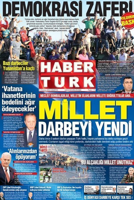 Gazete Habertürk ekibi 02:30'daki baskının ardından bu defa 05:00 civarında baskıya gönderilen yıldırım baskısı için hazırlığa başlamış ve o baskının 1. sayfası da böyle olmuştu,