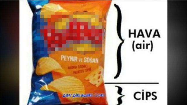 CİPS PAKETİNDEKİ HAVAPaket içerisindeki hava, cipslerin taşıma, depolama ve benzeri işlevler sırasında ezilip kırılmasını önlemeye yönelik bir hava yastığıdır.