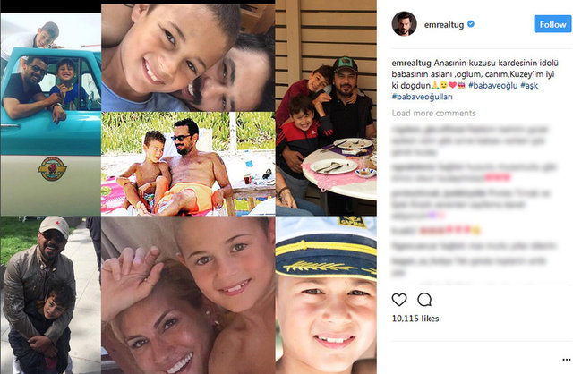 Emre Altuğ ise oğlu ile yer aldığı fotoğrafları "Anasının kuzusu, kardeşinin idolü, babasının aslanı... Oğlum, canım Kuzey'im iyi ki doğdun..." notuyla Instagram'da paylaştı.