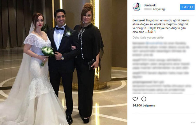 Deniz Seki, Instagram hesabından çiftin fotoğraflarını paylaşarak "Hayatımın en mutlu günü. En küçük kardeşimin düğünü var bugün. Hayat keşke hep düğün gibi olsa ama..." notunu düştü.