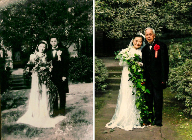 İşte gençlik, çocukluk hatta bebeklik yıllarında çektirdikleri fotoğrafları tekrar canlandıran çiftlerin aşk dolu fotoğrafları...