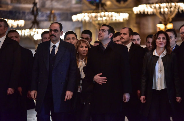 ALEKSIS CIPRAS - Dönemin Yunanistan Başbakanı Aleksis Çipras'a Ayasofya gezisinde Cumhurbaşkanı Baş Danışmanı İbrahim Kalın eşlik etti. (2019)
