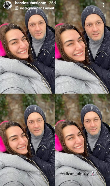 ALİCAN ULUSOY VE SEVGİLİSİ HANDE SUBAŞI KAR YAĞIŞINI BİRLİKTE SEYRETTİ.