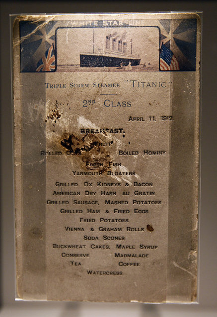 İkinci sınıf yolcuların kahvaltı menüsü.