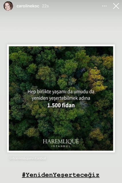 KOÇ HOLDİNG YÖNETİM KURULU ÜYESİ CAROLİNE KOÇ YANAN ORMANLAR İÇİN 1500 FİDAN BAĞIŞLADI.