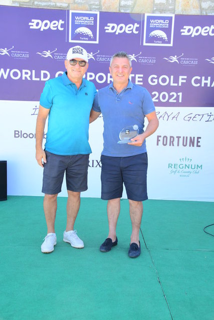 BLOOMBERG HT'NİN ANA SPONSORLUĞUNU ÜSTLENDİĞİ GOLF ETKİNLİĞİNDE HT KULÜP GENEL YAYIN YÖNETMENİ REŞAT BALCIOĞLU, BLOOMBERG HT'NİN ÖDÜLÜNÜ YAVUZ ÜNGÖR'ÜN ELİNDEN ALDI. -  