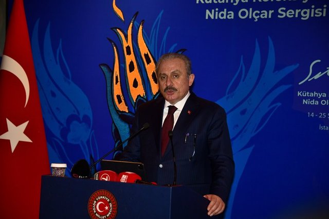 TÜRKİYE BÜYÜK MİLLET MECLİSİ BAŞKANI MUSTAFA ŞENTOP SERGİNİN AÇILIŞINDA KONUŞMA YAPTI.