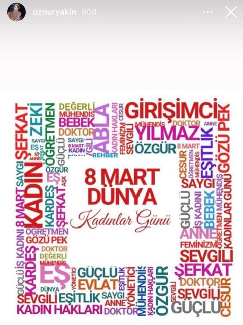 ÖZNUR YAKIN INSTAGRAM HESABINDAN PAYLAŞIM YAPTI.