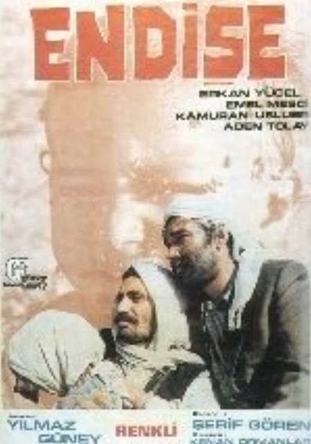 ENDİŞE (1974)Yönetmen… Şerif GörenSenarist… Yılmaz GüneyOyuncular… Erkan Yücel, Kamran Usluer, Adem Tolay, Ayşe Emel MesçiKonusu.. Makineleşmenin başladığı dönemlerde kırsal kesimde yaşayan köylüler, ağa tarafından sömürülür.