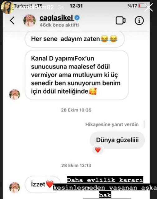 DİDEM SARI, İŞ İNSANI İZZET ANTEBİ'NİN BOŞANMA KARARI ÇIKMADAN ÖNCE ÜNLÜ MANKEN ÇAĞLA ŞIKEL İLE AŞK YAŞADIĞINI İLERİ SÜREREK ESKİ EŞİNİN YAZIŞMALARINI İFŞA ETTİ.