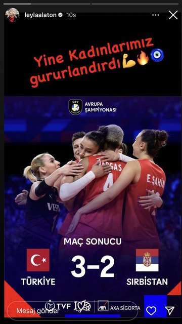 LEYLA ALATON "YİNE KADINLARIMIZ GURURLANDIRDI" PAYLAŞIMI YAPTI.