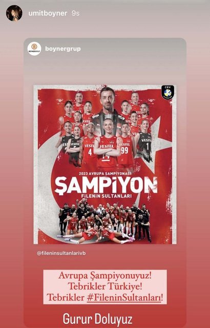 ÜMİT BOYNER PAYLAŞIMIYLA A MİLLİ KADIN VOLEYBOL TAKIMIMIZI TEBRİK ETTİ.