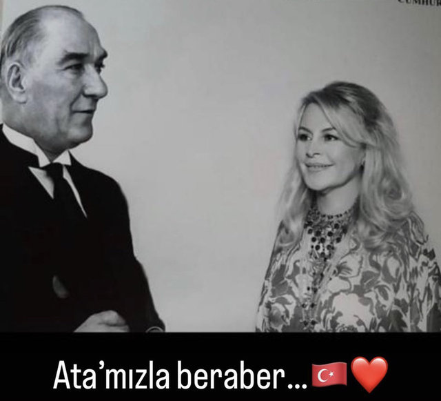 DEMET SABANCI ÇETİNDOĞAN ULU ÖNDER MUSTAFA KEMAL ATATÜRK İLE ÇEKTİRDİĞİ FOTOĞRAFI SOSYAL MEDYA HESABINDAN PAYLAŞTI.