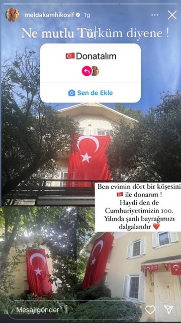 MAYA BİTARGİL EVİNE ASTIĞI BAYRAĞI SOSYAL MEDYA HESABINDAN PAYLAŞTI.