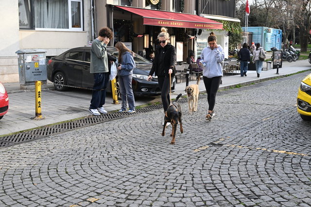 ESRA TÜMEN VE İPEK VAROL BEBEK'TE KÖPEKLERİNİ GEZDİREREK YÜRÜYÜŞ YAPTI.
