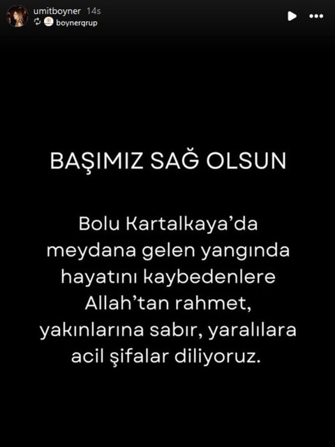 ÜMİT BOYNER'İN SOSYAL MEDYA PAYLAŞIMI...