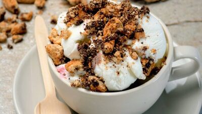 Kurabiye parçacıklı vanilyalı dondurma