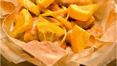 Portakallı karides sepetleri