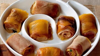 California biberli hindi jambon ruloları