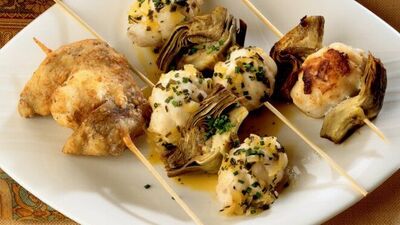 Şişte enginar kalbi ve dilbalığı