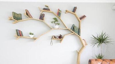 Ağaç dallarından kitaplıklar