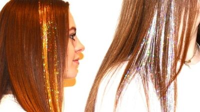 Parıltılı ve simli saç teli
