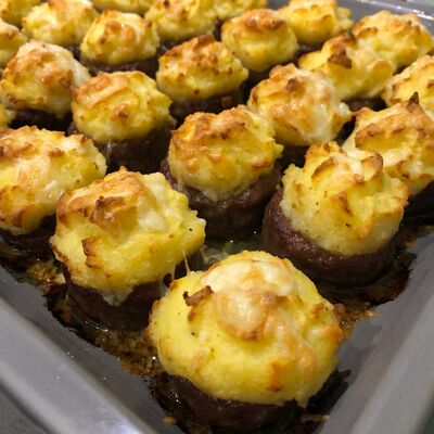 Fırında köfte çanağında muskatlı zerdeçallı patates