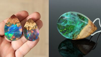 Minyatür galaksileri andıran el yapımı takı tasarımları