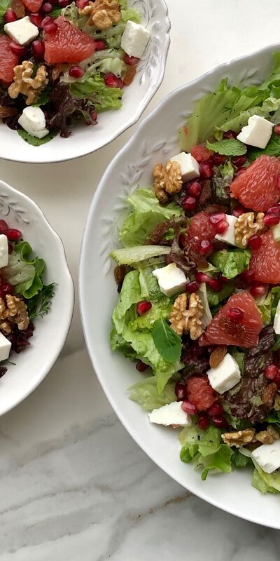 Keçi peynirli greyfurtlu yeşil salata