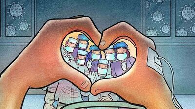 Koronavirüse karşı savaşan sağlık çalışanları...