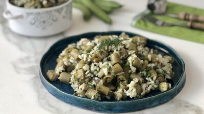 Taze baklalı pirinç pilavı