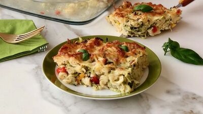 Fırında sakız kabaklı makarna