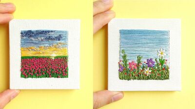 İğne iplikten renkli manzaralar