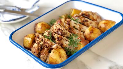 Fırın poşetinde hardallı portakallı hindi