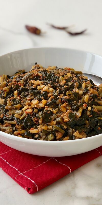 Kıymalı pirinçli ıspanak yemeği