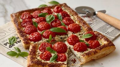 Domatesli pestolu milföy tart