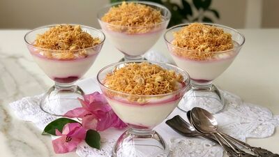 Kadayıflı vişneli muhallebi