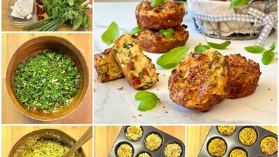 Taze otlu peynirli kabak muffin