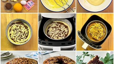 Airfriyer'da bademli kakaolu kek 