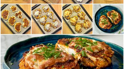 Fırında baharatlı peynirli karnabahar dilimleri