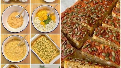 Kırmızı mercimekli peynirli tuzlu kek