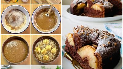 Elmalı kakaolu fındıklı kek 