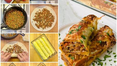 Fırında kıymalı lavaş dürüm